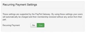 Recurring payment settings