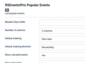 Popular Events module configuration