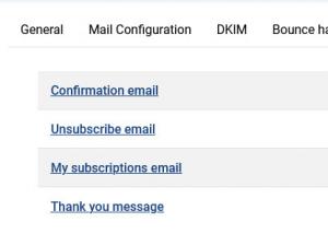 Emails configuration tab