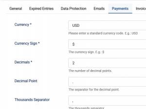 Payment Configuration tab
