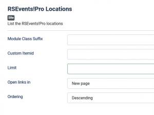 RSEvents!Pro Locations module configuration