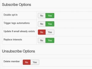 Subscribe / Unusbscribe Options