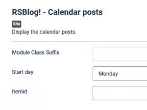 RSBlog Calendar module configuration