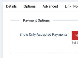 Submissions directory menu item payment options tab