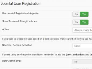 User registration area