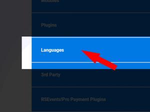 Click on the Languages tab to open the available language packs