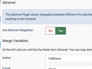 Using the Akismet integration with RSForm!Pro