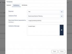 Configure the field validation