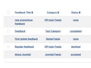 Feedbacks listing