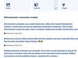 Latest comments admin panel module
