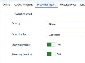 Properties layout