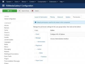 Permissions configuration tab