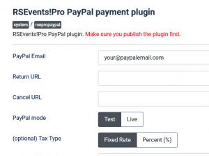 RSEvents!Pro PayPal configuration