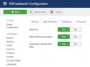 RSFeedback! Data Protection tab