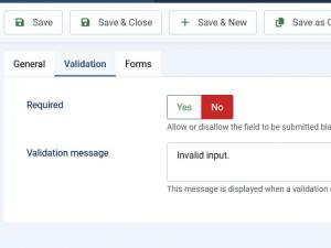 Validation tab