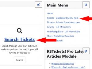 Search tickets from the Tickets - Dashboard menu item