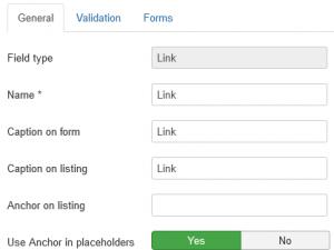 Editing the Link field