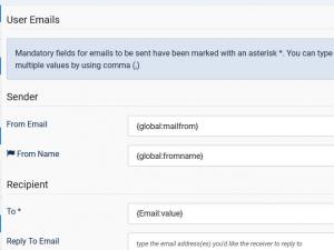 Emails configuration