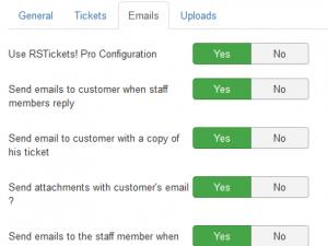 Edit department - emails tab