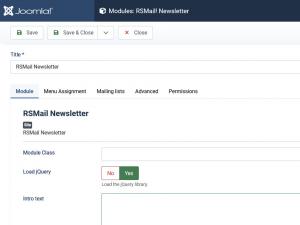 RSMail! Nwesletter Module configuration