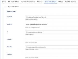 Social Links Options