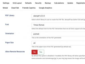 PDF Configuration tab