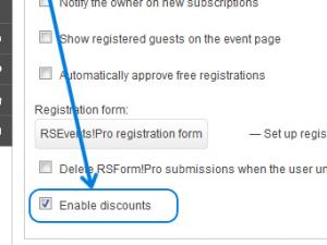 Step 5 - RSEvents!Pro enable discounts