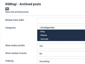 RSBlog Archived Posts module configuration