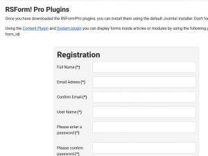 Joomla! User Registration plugin