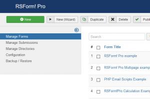 RSForm!Pro Manage Forms area