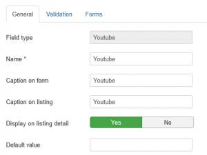 Editing the Youtube field