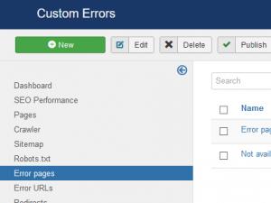 Custom error pages listing