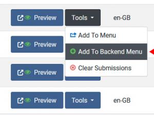 Add the form to backend menu