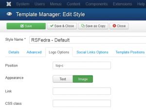 RSFedra! Configuration - Logo Options tab