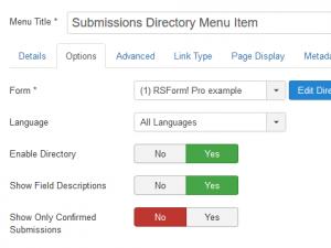 Submissions Directory Menu Item