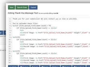 The {if} syntax in Thank You Message