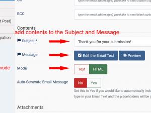 Make sure to add contents / switch the email mode