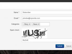Subscribe module opens a modal box with the subscription form