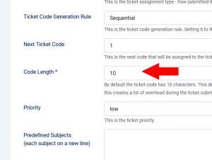 How to change the number of digits in the ticket code