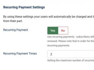 Recurring payment settings