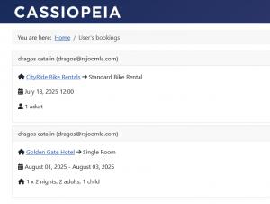 User's bookings