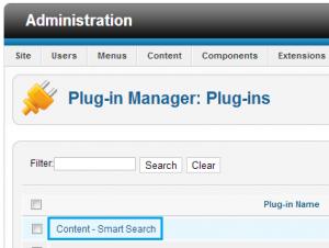 Enabling the "Content - Smart Search" plugin