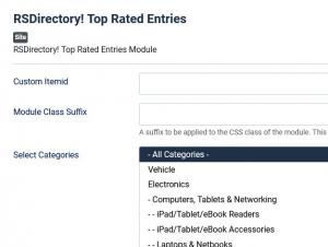 Top rated entries module configuration