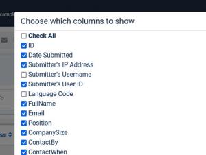 Choose which columns to show