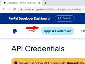 PayPal Developer Dashboard