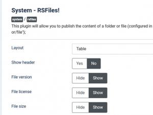 RSFiles! System Plugin Configuration