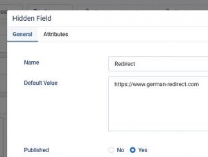 Add a redirect URL based on the German language