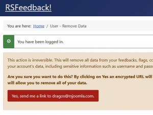 RSFeedback! Remove User Data menu item