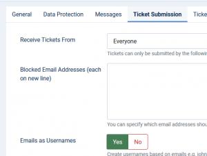 Ticket submission tab