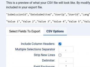 CSV Export options